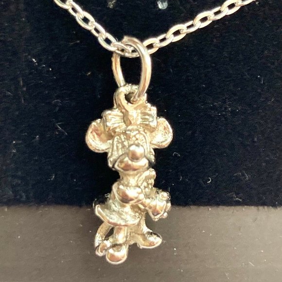 Vintage Disney Minnie Mouse Charm Pendant Necklace 18" Chain Disneyana - Picture 9 of 11